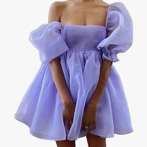 Elegant Lavender Off-Shoulder Dress